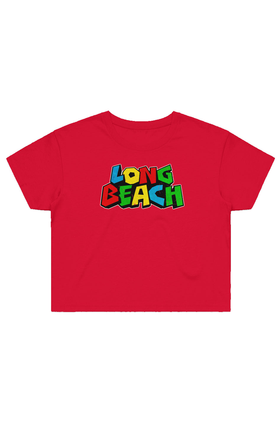 Womens Long Beach Mario Nintendo Logo Adult Crop T-Shirt